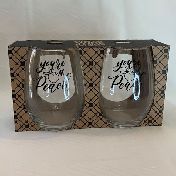 Stemless Wine Tumbler Your A Peach In Black New In Box Made USA 5 Inches Tall - Picture 1 of 8